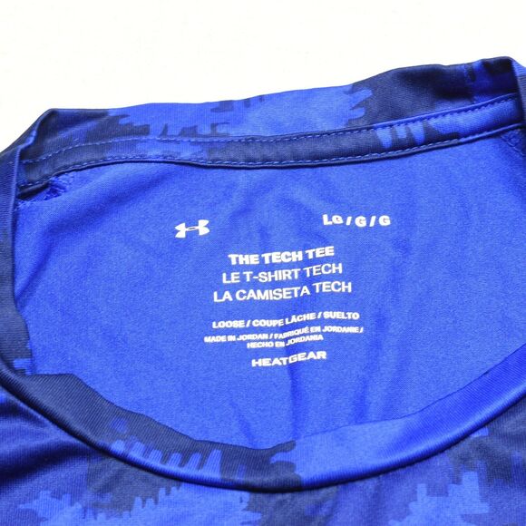 Under Armour Polyester Blue Size L Tech Tee Crew Neck Camouflage Short Sleeve - Picture 8 of 8